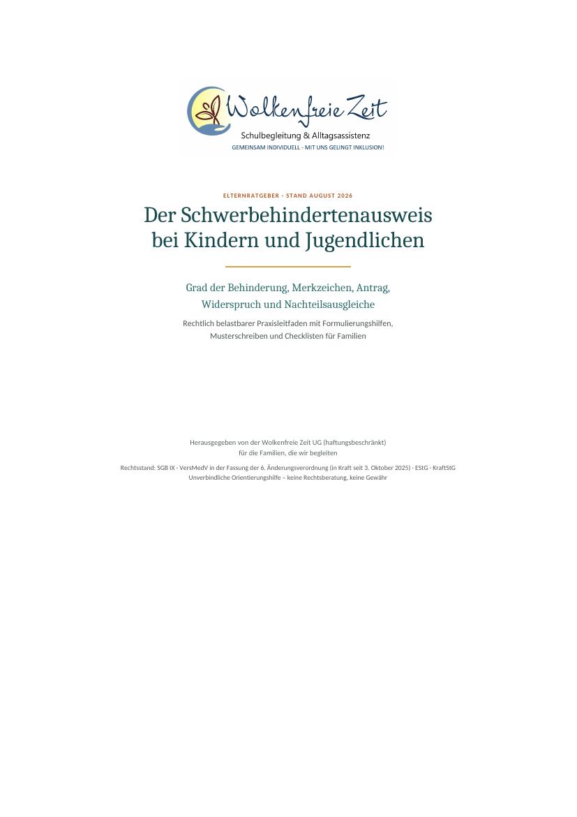 Cover des Leitfadens Schwerbehindertenausweis bei Kindern und Jugendlichen